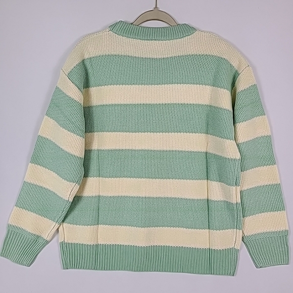 NEW Sew In Love Lucky Strike Sage Green Ivory Striped Round Neck Sweater Sz S - Picture 5 of 5